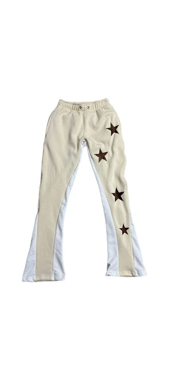 Star Flare Pants (Mocha Brown+Cream)